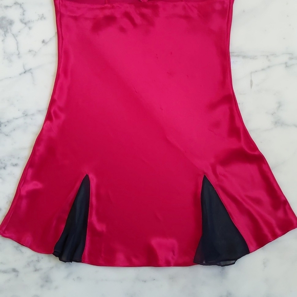 NWOT. Victoria's Secret Red Satin with Tie/Black Tassel & Sheer Bottom Nightgown - Picture 7 of 8